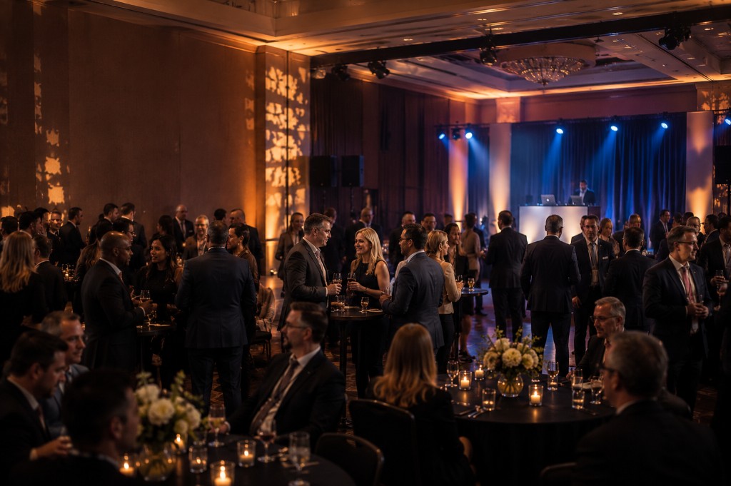 Corporate event with live entertainment energy