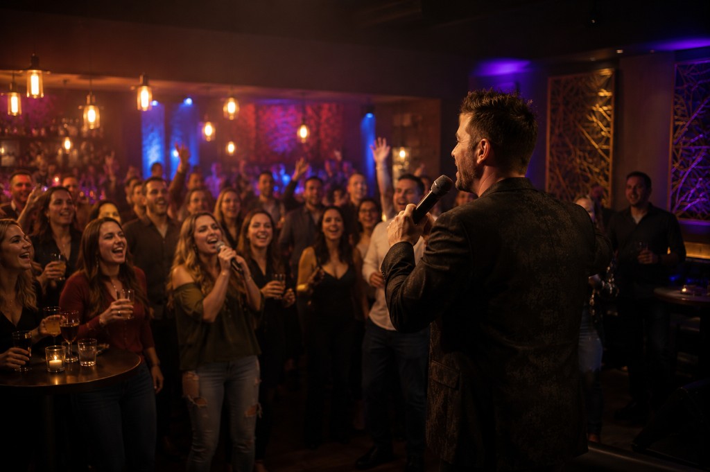 Guests singing karaoke at a ThatWorks event