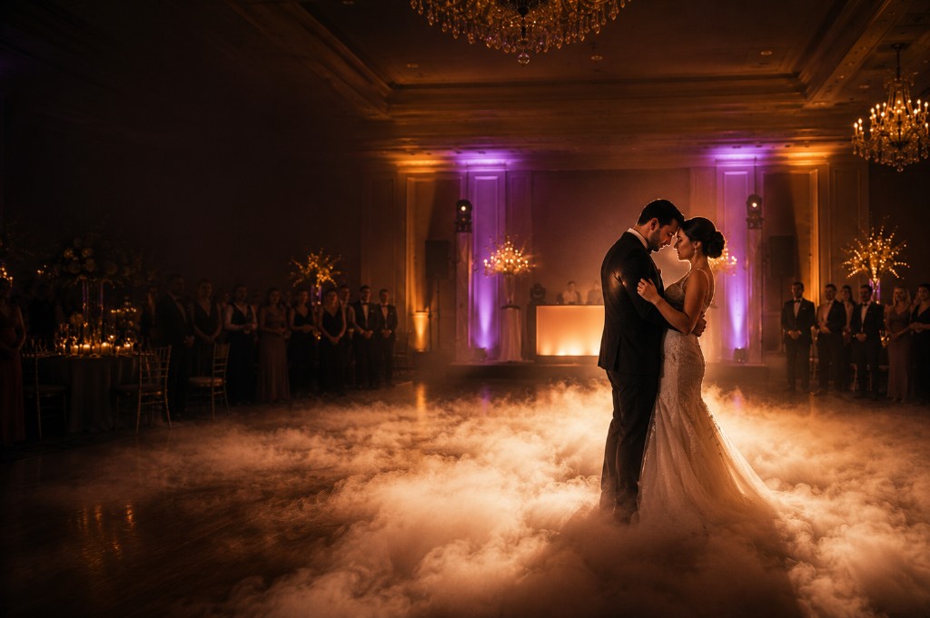 Bride and groom sharing their first dance